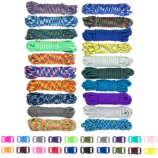 550 Paracord Zesty Combo Kit - 50 to 200 FT of Random Colors with Buckles