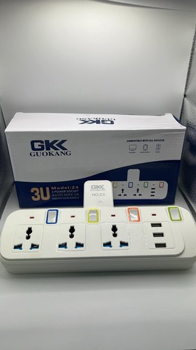 GKK GUOKANG Plug Adaptor 3 Way 3 USB White