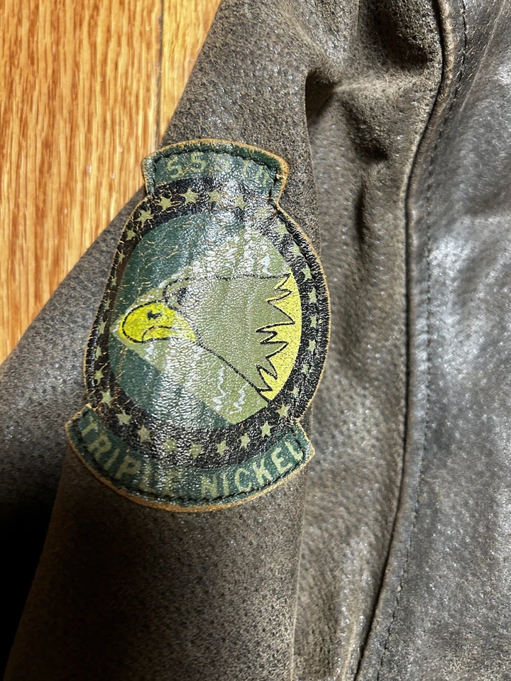 Винтажная мужская кожаная авиаторская куртка 80-х Winlit Fly для мальчиков средний размер - Изображение 4 из 4