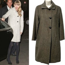 Katherine Hooker Harris Tweed Cocoon Relaxed Wool Midi Coat Xs Taylor Swift