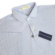 Holderness Bourne Men Medium Large Tailored Braid Short Sleeve Polo Shirt Blue