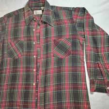 VTG Wiltshire Flannel Shirt Men's Medium Tall 1980s Red Plaid Lightweight