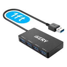 USB 3.0 Hub 4-Port Compact Portable Expansion Adapter for Laptop PC, Mac, Travel