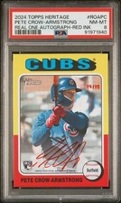 2024 Topps Heritage PETE CROW ARMSTRONG Red Ink Real One Auto RC /75 Cubs PSA 8