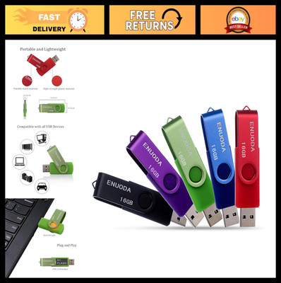 16GB USB Flash Drive 5 Pack - Swivel Design Thumb Drives for Storage & Backup