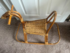 Aged Mid Century Modern Franco Albini style Rattan & Bamboo Rocking Horse — photo 8
