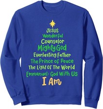 Christian Jesus Bible Names Christmas Tree Unisex Crewneck Sweatshirt