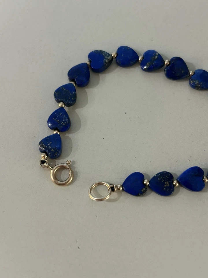 Vintage Lapis Lazuli And 14k Gold Beaded Bracelet Stamped 14k - Image 3 of 4