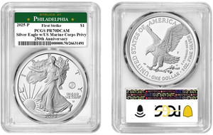  2025 P Silver Eagle $1 Marine PCGS Privy PR70DCAM First Strike #133,