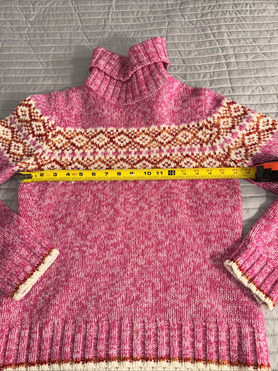 Gap Women's 100% Lambs Wool Pink Thick Cable Knit Nordic