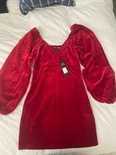 Fashion Nova red Velvet long sleeve dress size M~ New with tags