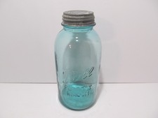 Vintage Blue #12 Ball Perfect Mason Jar 1/2 Gallon 1923 - 1933 Logo w/ Lid