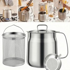 68oz 304 Stainless Steel Deep Fryer Pot with Basket & Strainer, Large Capacit...