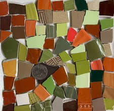 Broken China Mosaic Art Crafts Supplies - Rich Mixed Earth Tone Tiles F449