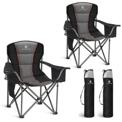 LETS CAMP Folding Camping Chair Oversized Heavy Duty Padded Outdoor Chair wit...