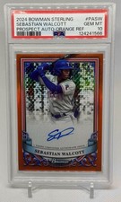 2024 Bowman Sterling - Sebastian Walcott Prospect Orange Auto /75 PSA 10