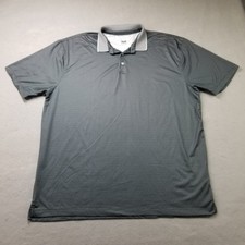 Hickey Freeman Polo Shirt Mens Size 2XL Gray Gemetric AOP Allover Print Golf