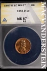 1957-D Lincoln Wheat Cent-ANACS MS 67 Choice Gem BU No Reserve #SLL564