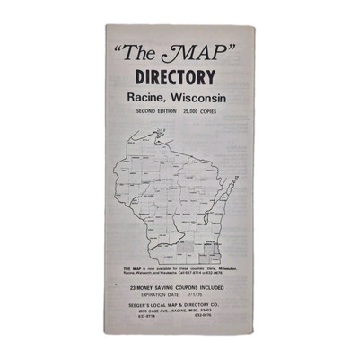 1975 The Map Directory Racine, Wisconsin 2nd Edition Coupons