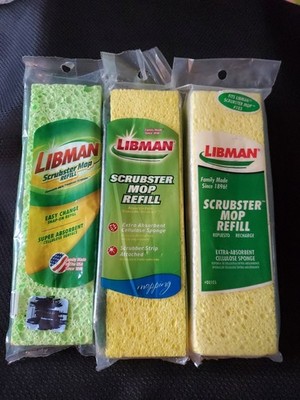 Libman Scrubster Sponge Mop Refill  Extra Absorbent Cellulose Lot of 3