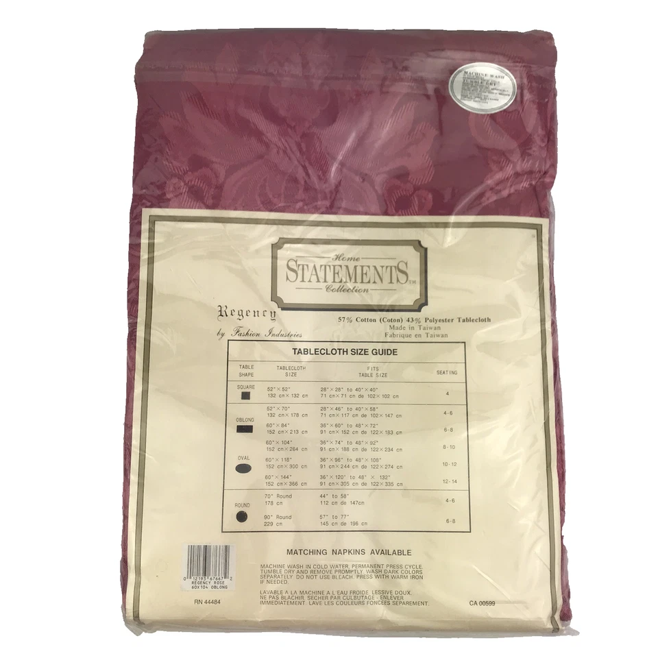 NEW Home Statements Collection Regency Tablecloth 60x104 Oblong Rose Jaquard - Image 4 of 4