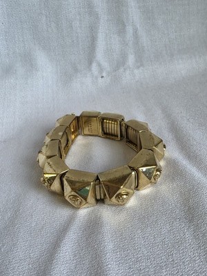 Vtg Gianni Versace Gold Tone Chunky Pyramid Links Medusa Bracelet