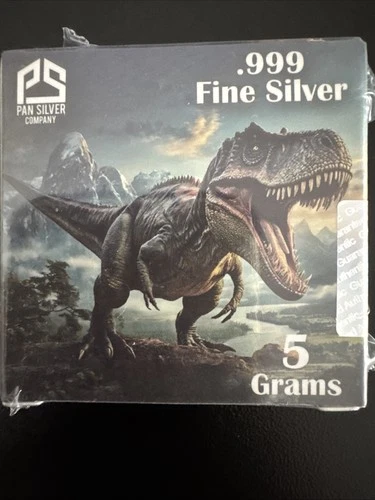 Pan Silver Company 5 Gram .999 Fine Silver Bar – T. Rex Dinosaur #2409/3000