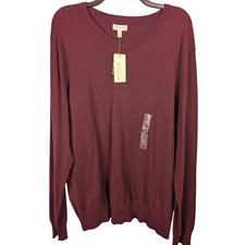 Sonoma Mens XL V Neck Sweater Burgundy Long Sleeve Knit Top NWT