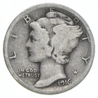 G+ 1916 Mercury 90% Silver Dime *9959