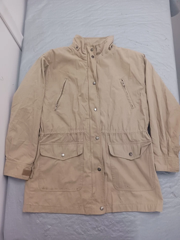 Ladies Plaid Lined Utility Coat Cabin Creek Size Petite Medium. Waste Drawstring - Image 2 of 4