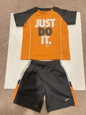 Nike Kids Unisex Just Do It" Raglan Tee Shorts Set Orange, size 4-5Y
