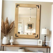 Bathroom Mirror for Wall with Wooden Frame, 20"x28" Solid 28"L x 20"W White