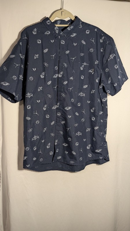 Molokai Surf Co Mens Navy Cosmos Space Button Down Shirt XXL