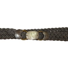 Vtg Marjorie Baer San Fran Art to Wear Braided Cord Belt Gray Metal Buckle 39"