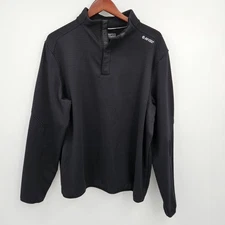 Hi-Tec Men's 1/4 Snap Pullover jacket Size Large Black Waffle Knit Thermal Shirt