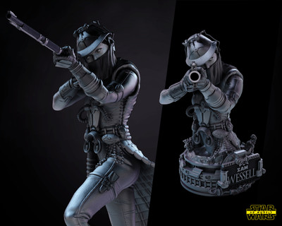 3D gedruckt 16K FAN MADE Zam Wesell Star Wars unbemalt Maßstab 1:4
