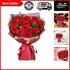12 Forever Real Roses Bouquet, Fresh Flowers Delivery, Eternal Rose Gifts for...