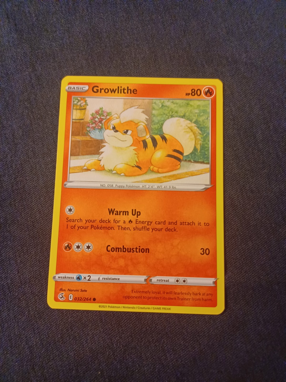Pokemon Growlithe 032/264 SwSh Fusion Strike Set Regular LP-NM 