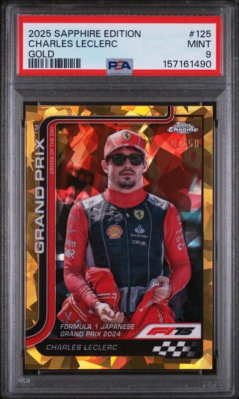 CHARLES LECLERC /50 GOLD #125 FERRARI 2025 TOPPS SAPPHIRE FORMULA 1 F1 PSA 9