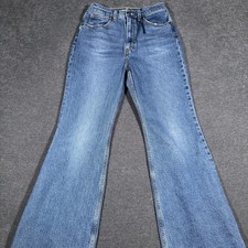 Levis Premium 70s High Waisted Flare Jeans Bell Bottom Blue Denim 27 Medium Wash