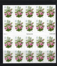 3836a Wedding Bouquet Booklet of 20 Mint Not Hinged Stamps