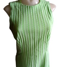 Sleeveless Lime Green True Vintage Dress 1Of1 8/10 Knit Texture 70's Handmade