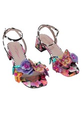 Betsey Johnson Maranda Black Multi Floral Butterfly Applique Block Sz 7.5M