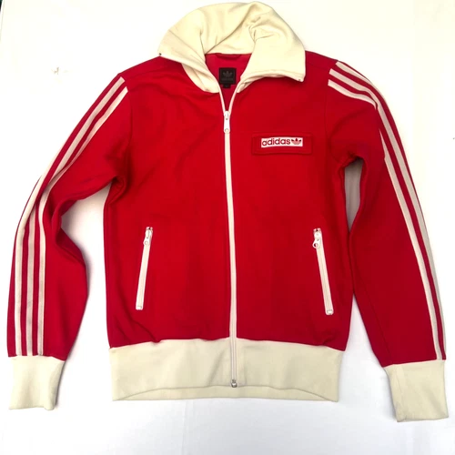 Adidas Originals Women Track Jacket Red White Funnel Neck Y2K 2003 Zip Up Size S