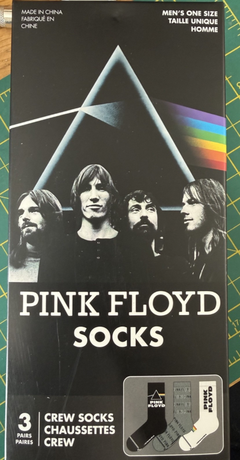 Pink Floyd Prism 3 Pairs Ankle Socks UK Sizes 6.5 - 11 Officially Licensed
