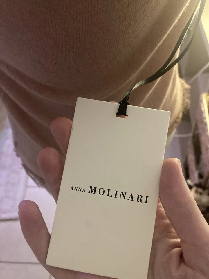 Camiseta sin mangas Anna Molinari rosa claro con ribete de encaje talla pequeña nueva con etiquetas Foto 2 de 4