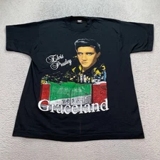 Vintage Elvis Presley Graceland Shirt Adult XL Black Screen stars USA Made