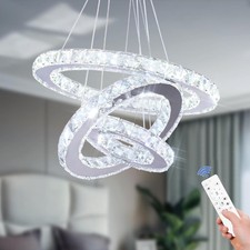 Cainjiazh Crystal Chandeliers Modern LED Rings Pendant Light Adjustable
