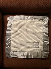 Little Giraffe Grey Zebra Striped Satin Trim Blanket 15X15