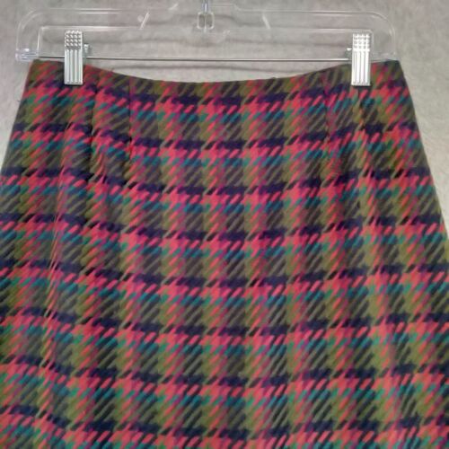 Linda Allard Ellen Tracy Pencil Skirt Size 4 Cashmere Wool Green Black Vintage - Picture 2 of 10